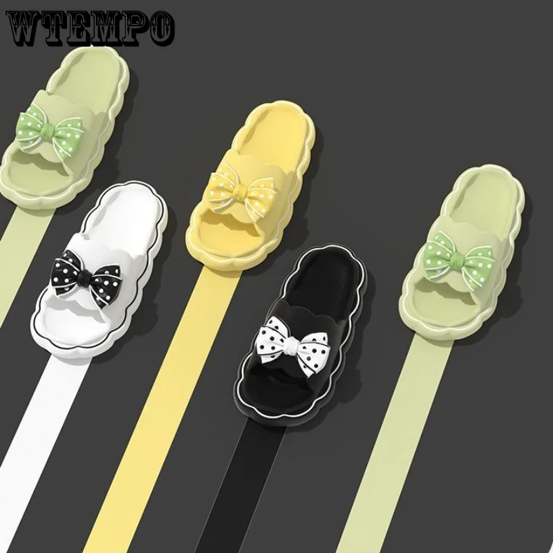 WTEMPO Bow Slippers Lightweight Summer Women Thick Beach Slides Anti-Slip Soft Sandals Fashion Ladies Cloud Shoes Wholesale