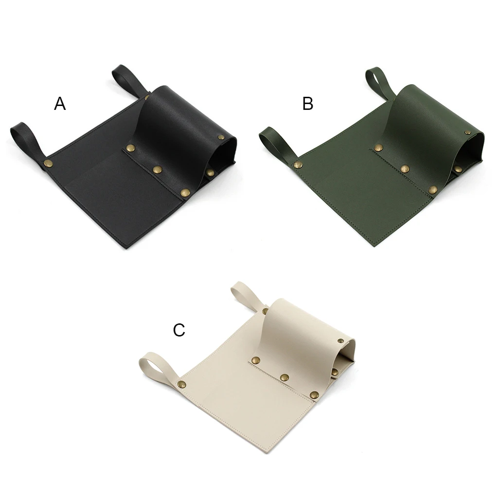 

Camping Chair Side Bag PU Leather Arm Rest Keys Holder Hiking Fishing Travel Hanging Pouch Handbag Pocket Green