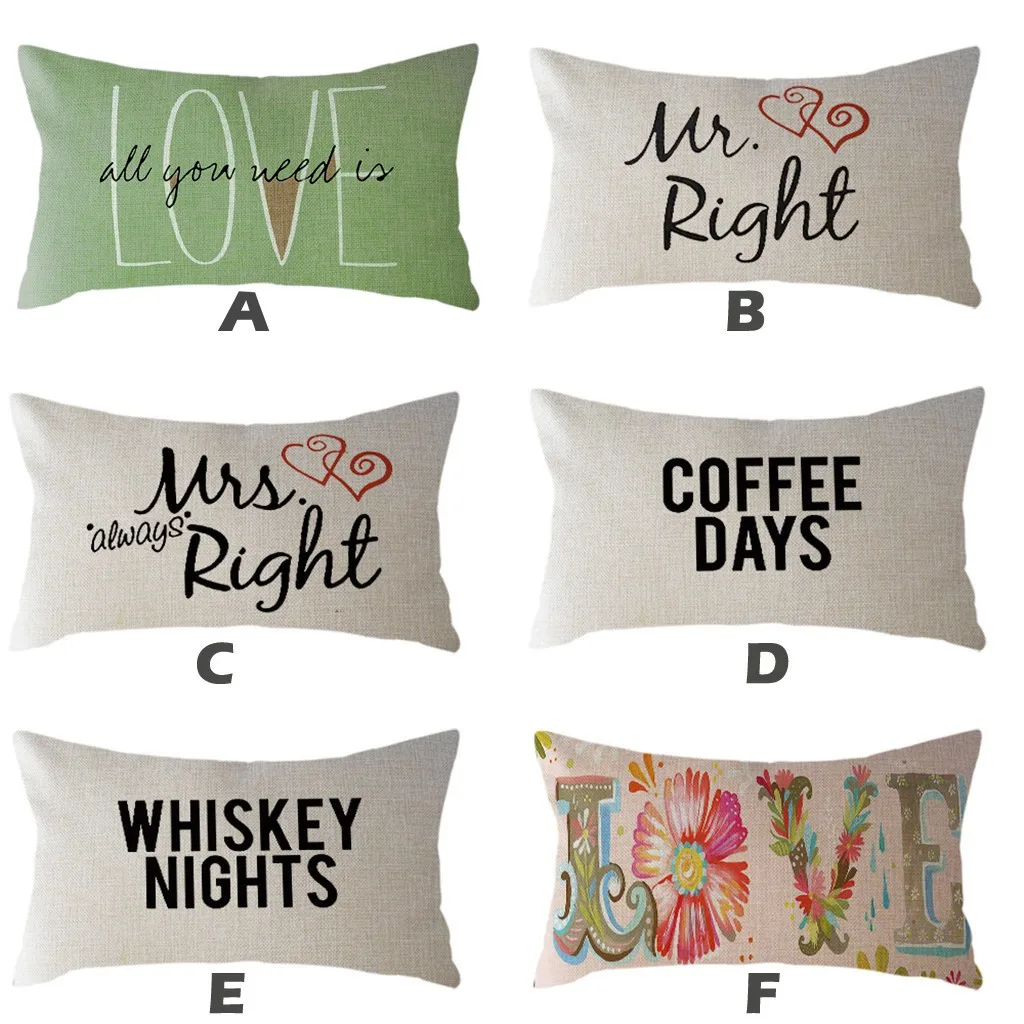 

Letter Printed Pillow Case Silk Pillowcase Room Decor Accessories Linen 30x50cm Kawaii Home Decor Cushion Cover