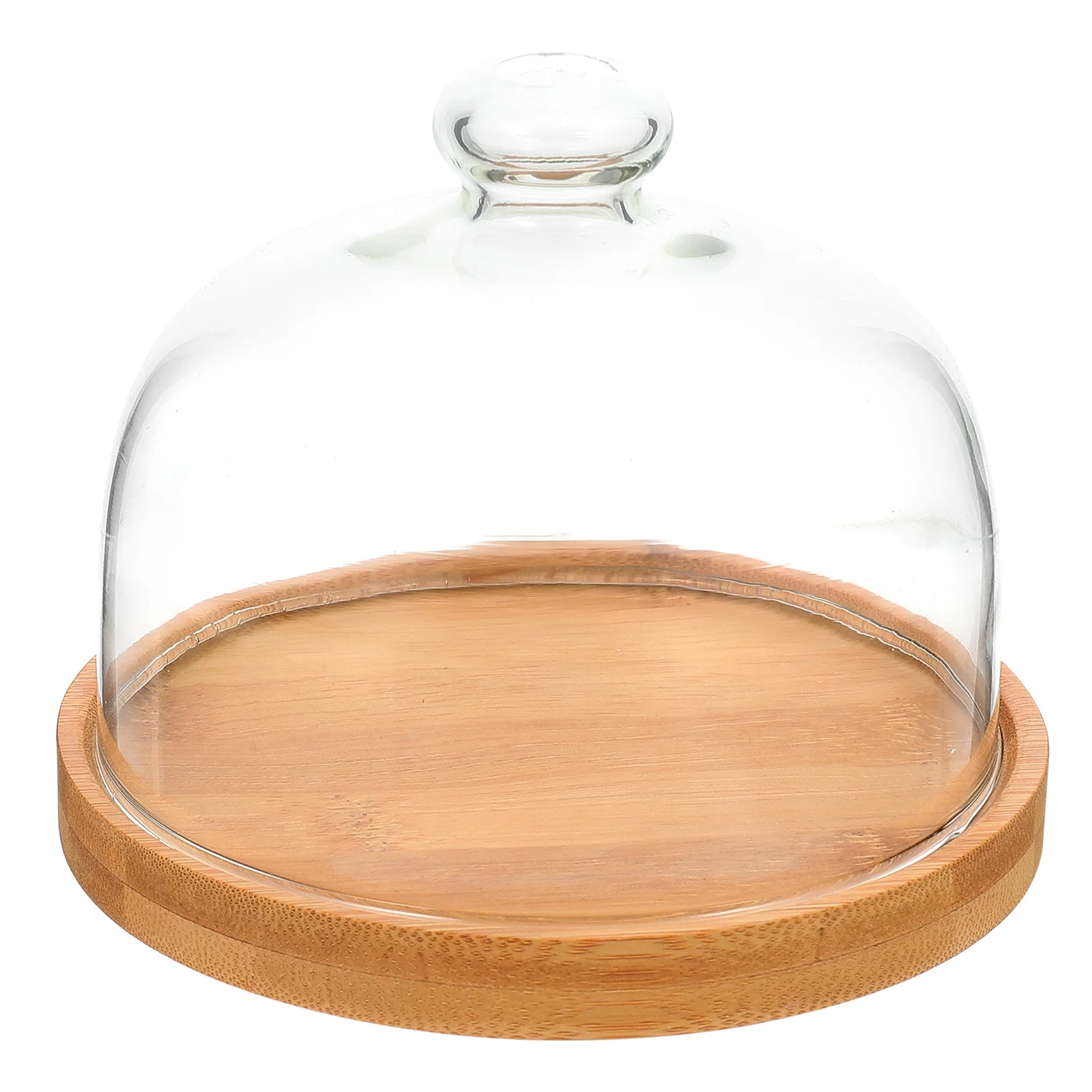 

Cake Dome Cover Stand Plate Glassdessert Tray Displaycloche Serving Platter Cheese Mini Wood Wooden Lid Servercupcake Round