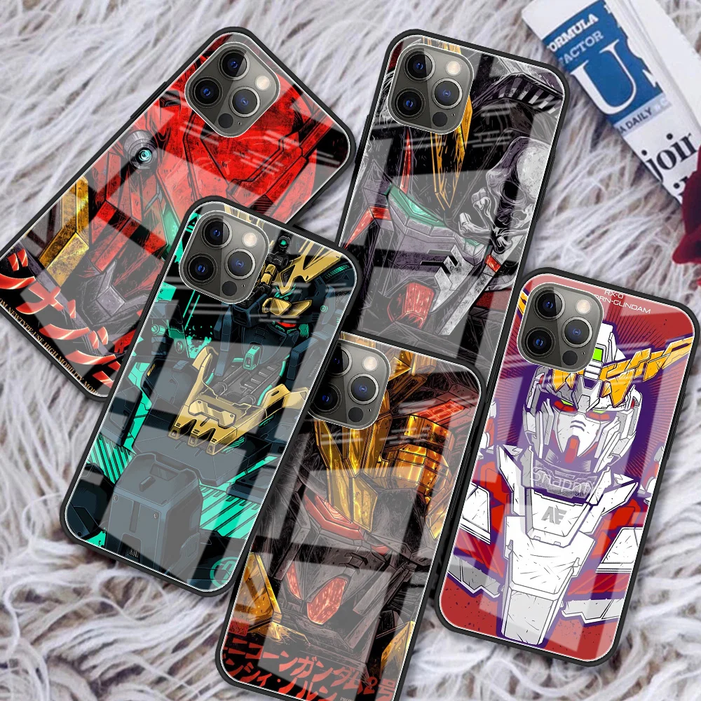 

Glass Case For Apple iPhone 13 Pro Max 11 12 Mini XR SE 2020 7 8 Plus X XS 6 6S Fashion Shell Phone Cover Anime Gundam Robot Sac