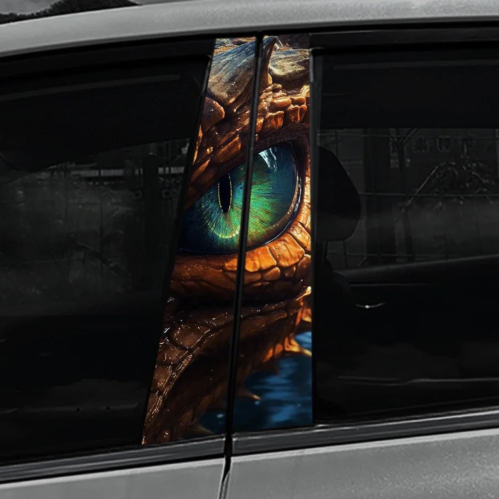 

Автомобильные наклейки с глазами дракона, авто столба B, водостойкий декор в виде животных, царапины, двери автомобиля, наклейки на столб, ужасный день Хэллоуина