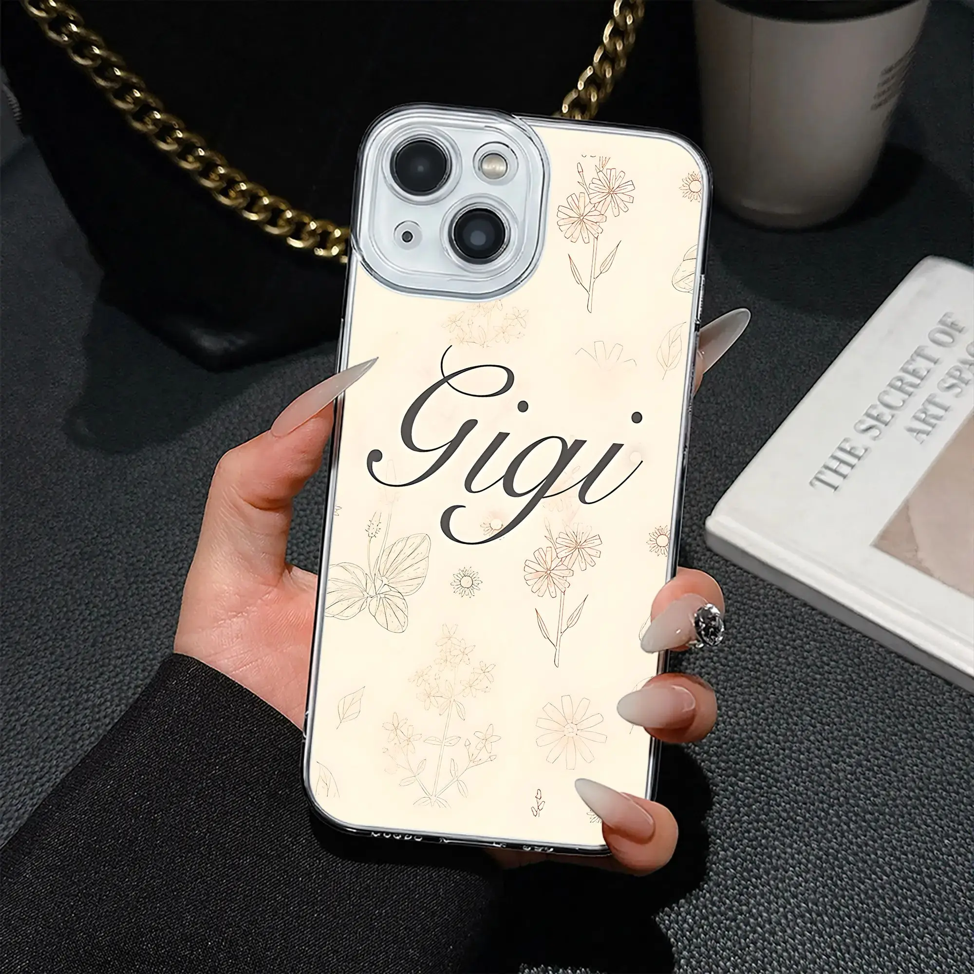 Модный защитный чехол Fashion Gigi Grandma с мягким цветочным принтом для iPhone различных моделей 17, 16, 15, 14, 13 Pro Max (art.: 3920daa6efcf7) - 3920daa6efcf7