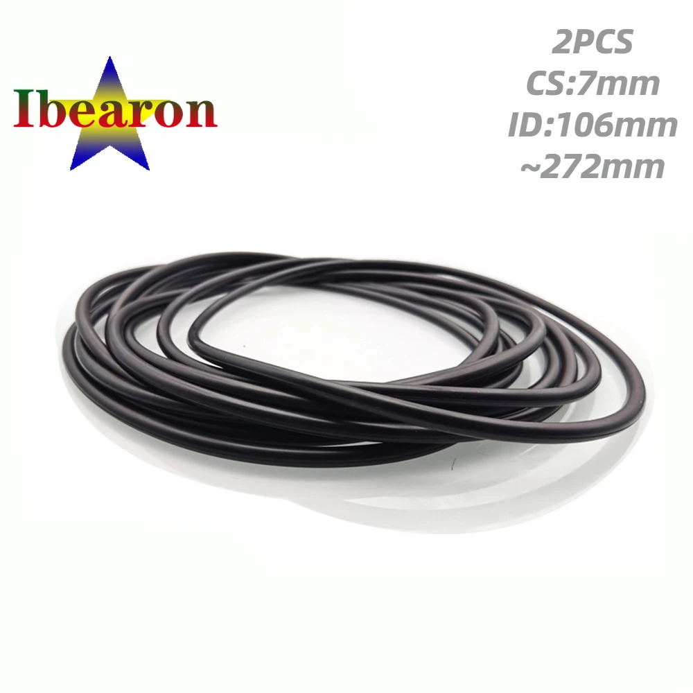 2PCS Black O Ring Gasket CS 7mm ID 106mm~272mm NBR(Nitrile Rubber Buna) Round Type Corrosion Oil Resistant Seal Washer