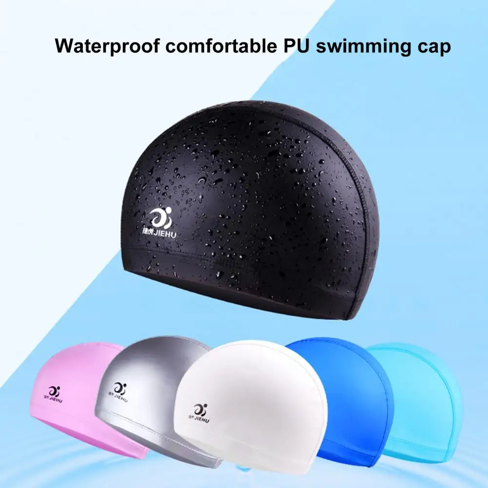 

Swimming Hat Waterproof Breathable Faux Leather Coating Elastic Caps Ear Protection Soft Men Women Adults Water Diving Hat Swimm