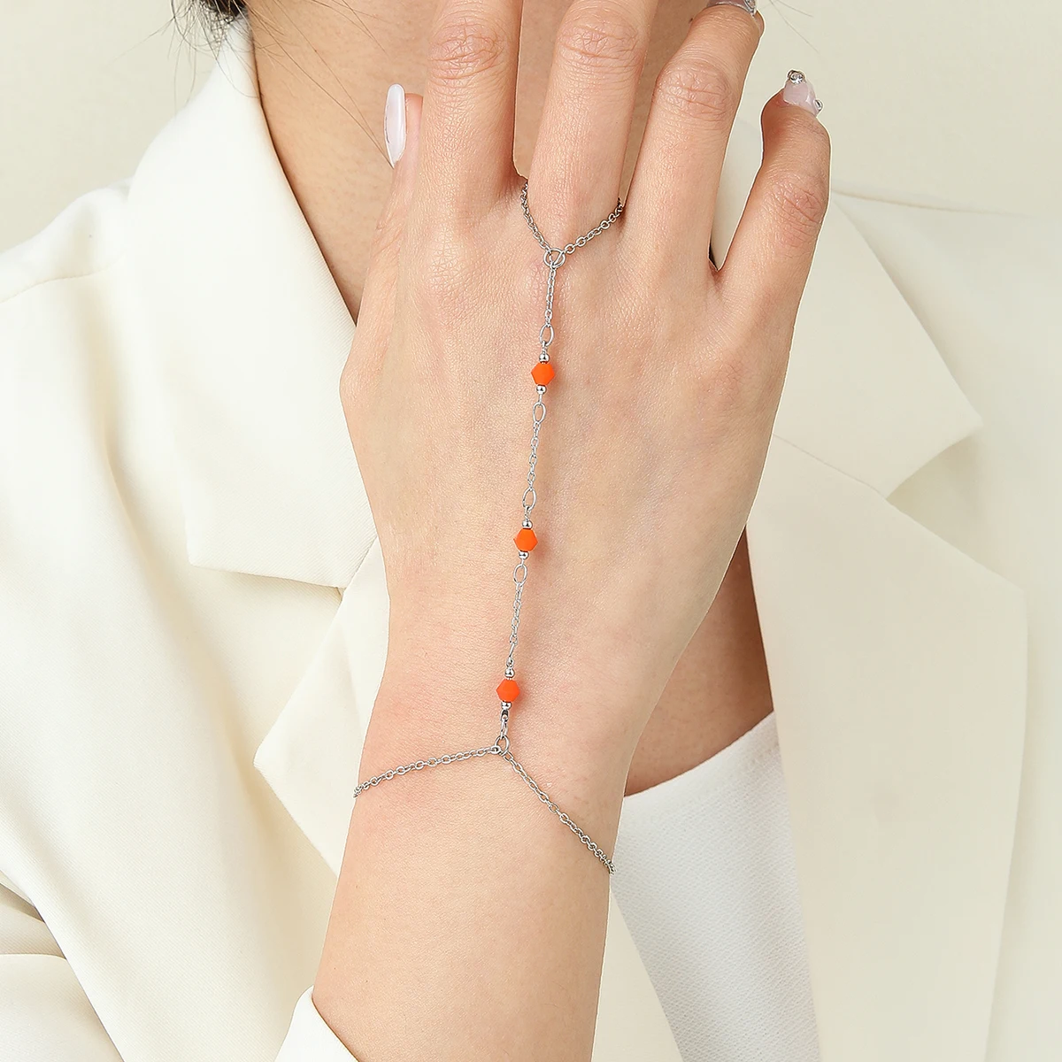 Летний красный браслет с бусинами в стиле бохо для женщин кольцо на палец цепочки