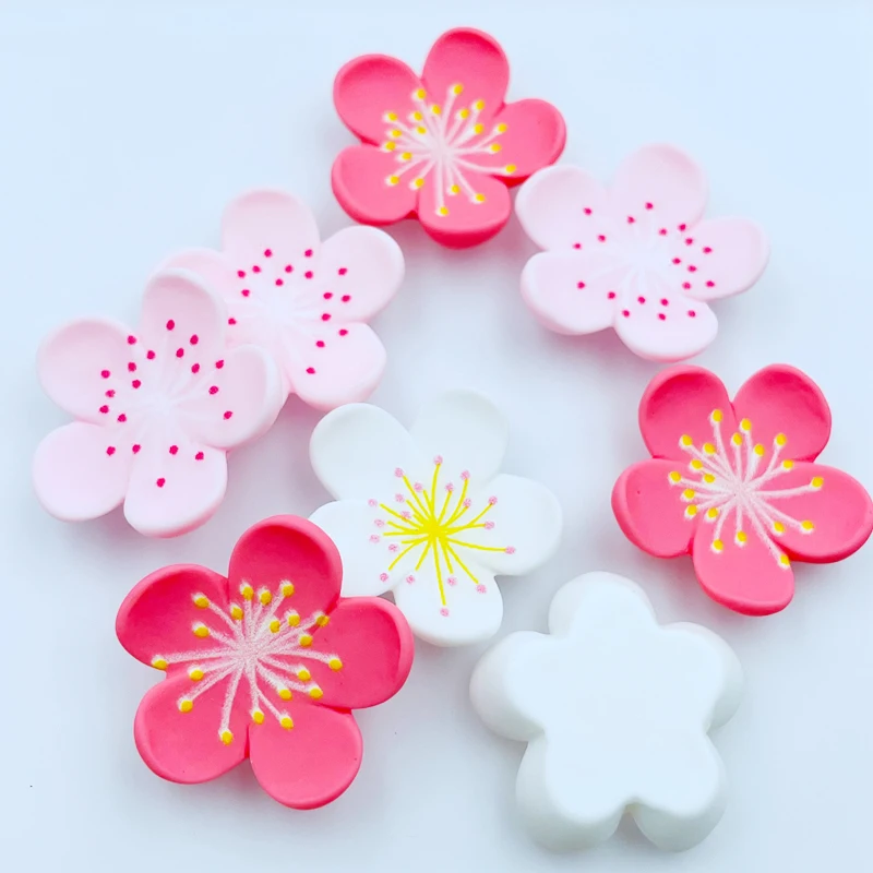 

10 Pcs New Kawaii Mini Cute Cartoon Cherry Blossom Flat Back Resin Cabochons Scrapbook Diy Party Hairpin Accessories Craft H20