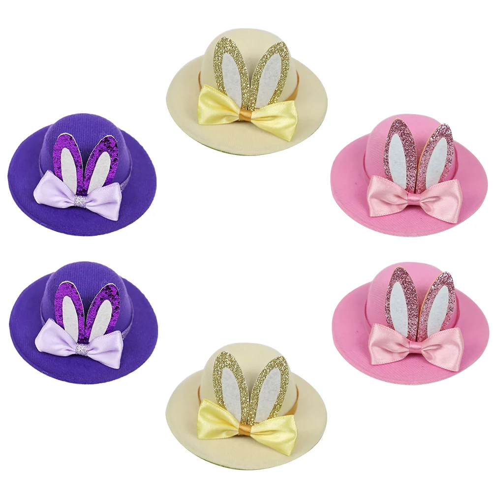 

6PCS Easter Party Headdress Rabbit Bow Hat Hairpin Lovely Hair Accessory