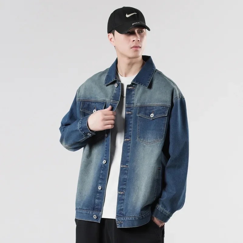 Винтажная джинсовая куртка в американском стиле для мужчин свободная посадка