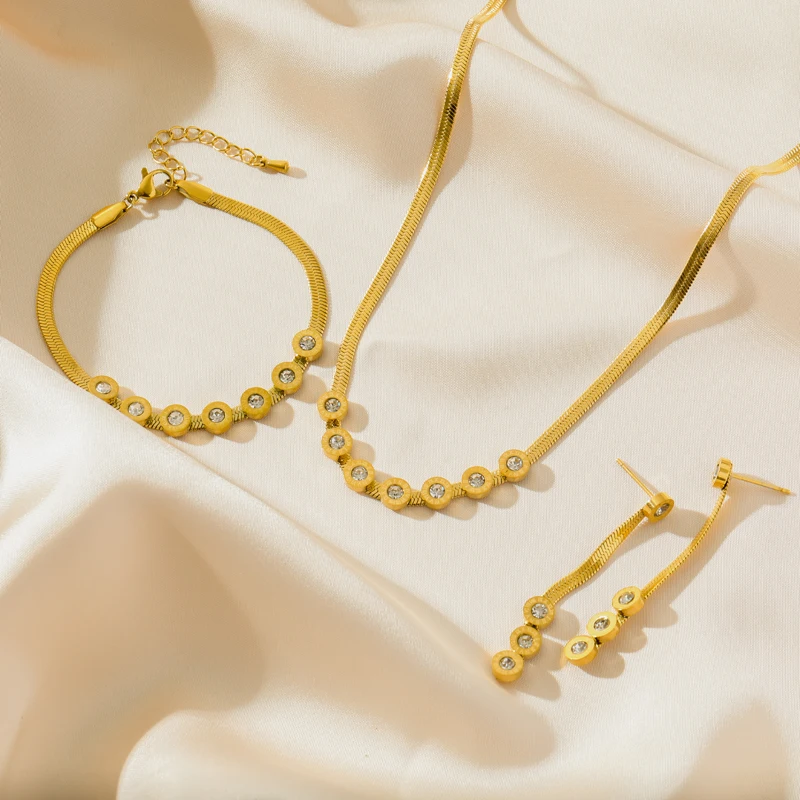 EILIECK 316L нержавеющая сталь римские цифры циркон ожерелье браслет серьги для