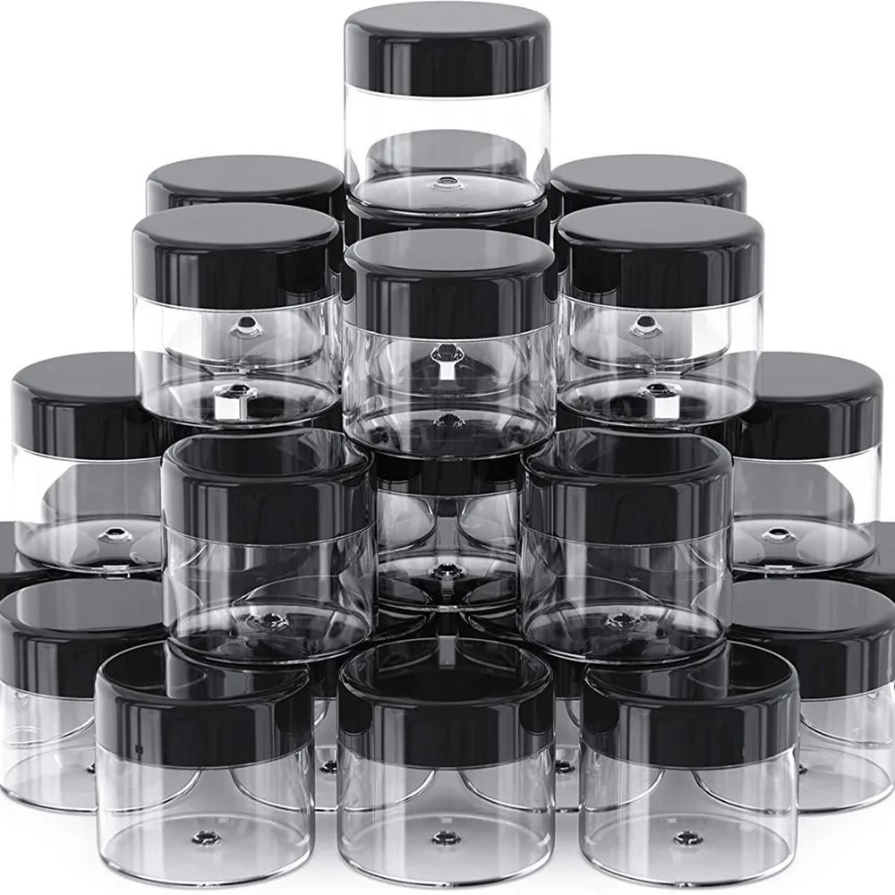 

200Pcs 2g 3g 5g 10g 15g 20g Portable Plastic Cosmetic Empty Jars Clear Bottles Eyeshadow Makeup Cream Lip Balm Container Pots