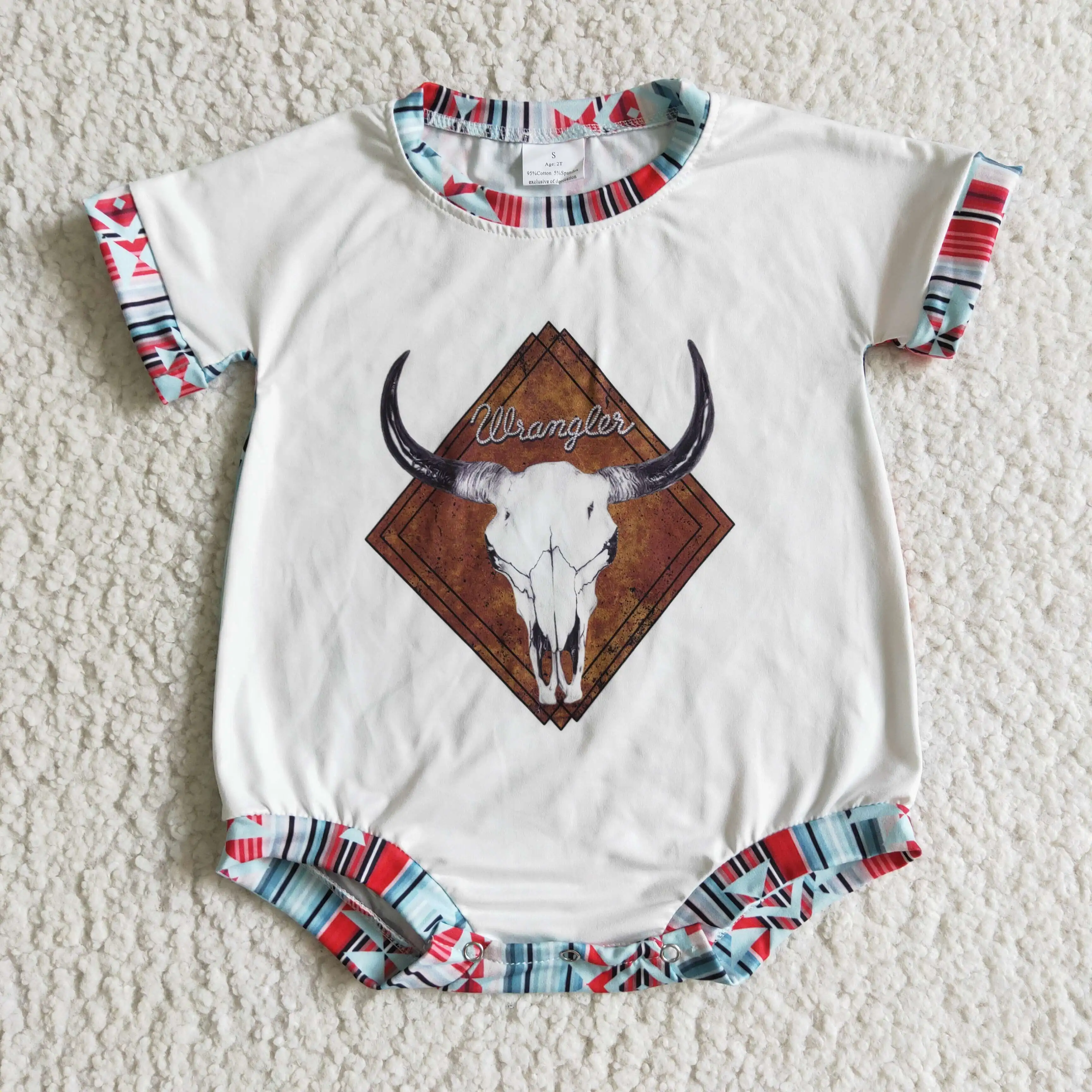 

H​ot Sale RTS Newborn Cow Print Rompers Boutique Infants Western Bodysuits Baby Boys Aztec Toddlers