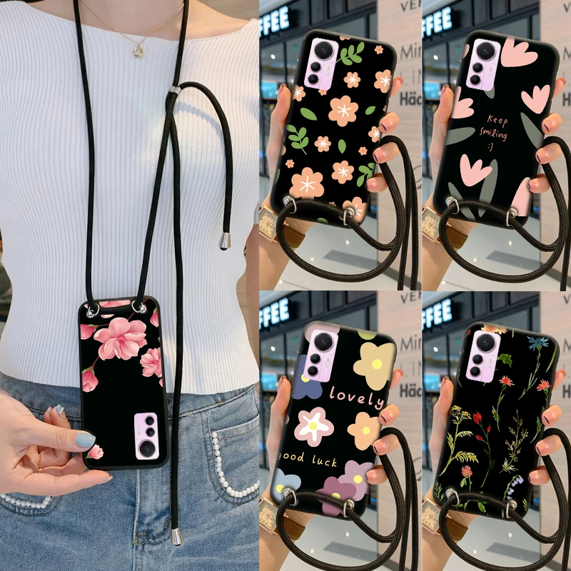 

Necklace Lanyard Rope Cover Case For Itel A17 A56 A58 S17 P17 A27 Phone Cases Coque Fundas Flower Bags