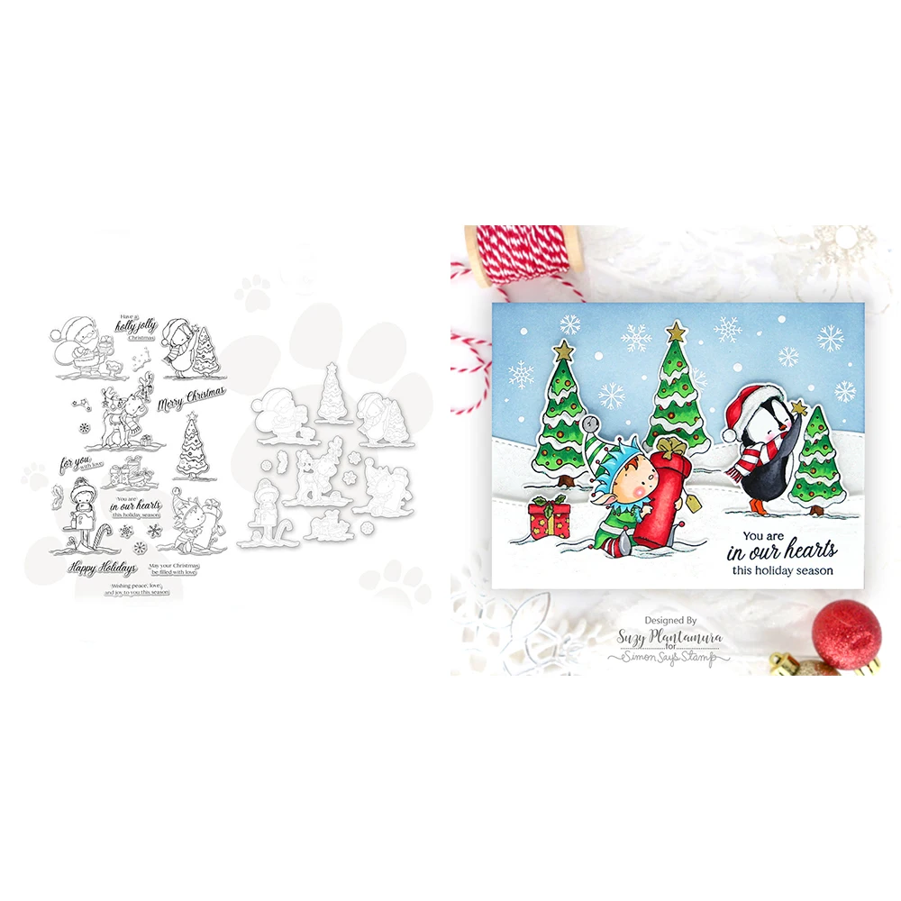 Новые штампы и 2024 рождественские вырубные для скрапбукинга штамповки