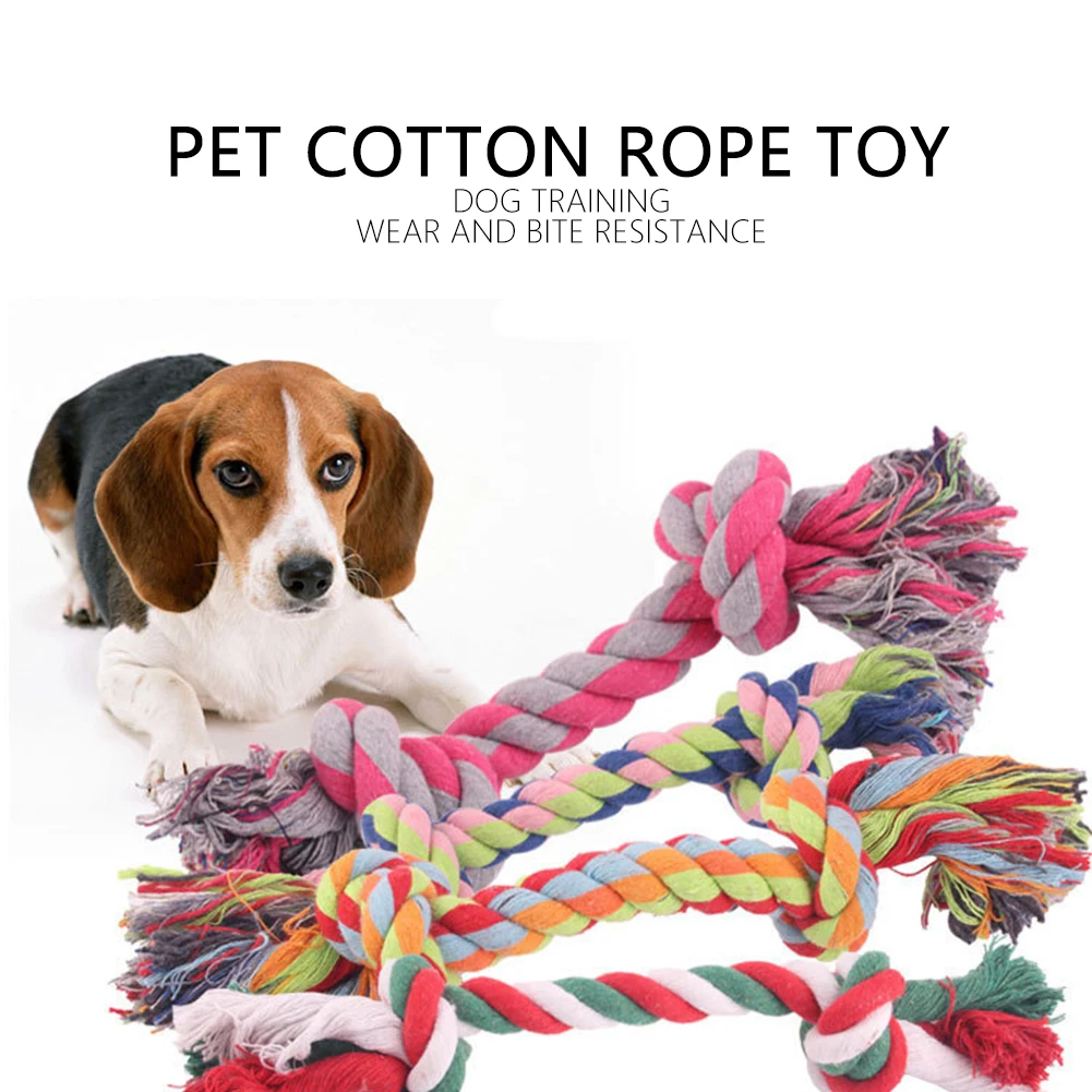

Pet Dog Puppy Double Knot Chew Rope Knot Toys Clean Teeth Durable Braided Bone Rope Pet Molar Toy Pet Supplies Random Color