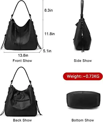 Shoulder Strap Capacity Large 3Pcs Women Tote Bags for Work, Large Capacity Waterproof Multi-Functional Pu Leather Hobo Bag Purs
