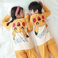 pokemon pikachu children pajamas boy suit spring autumn long sleeved cotton girl sleepwear clothes 2 piece set kid gift