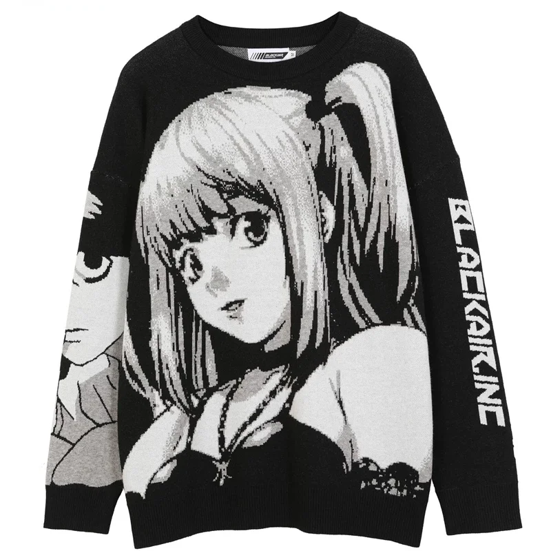 spring pullover anime knitted sweater men hiphop street sweaters vintage women japanese fashion harajuku gothic men clothes free global shipping
