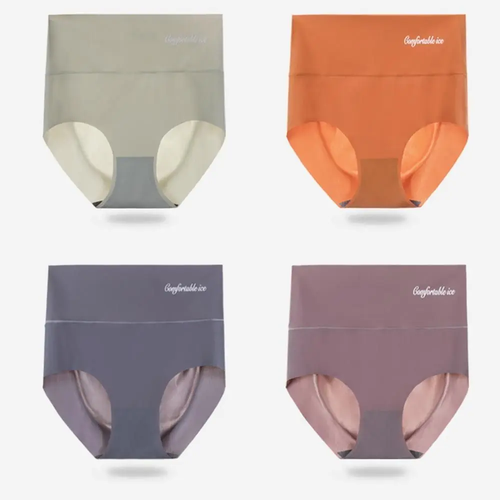 

Женские шелковые трусики подтяжка ягодиц, дышащие Бесшовные Трусики с высокой талией и надписью для девушек