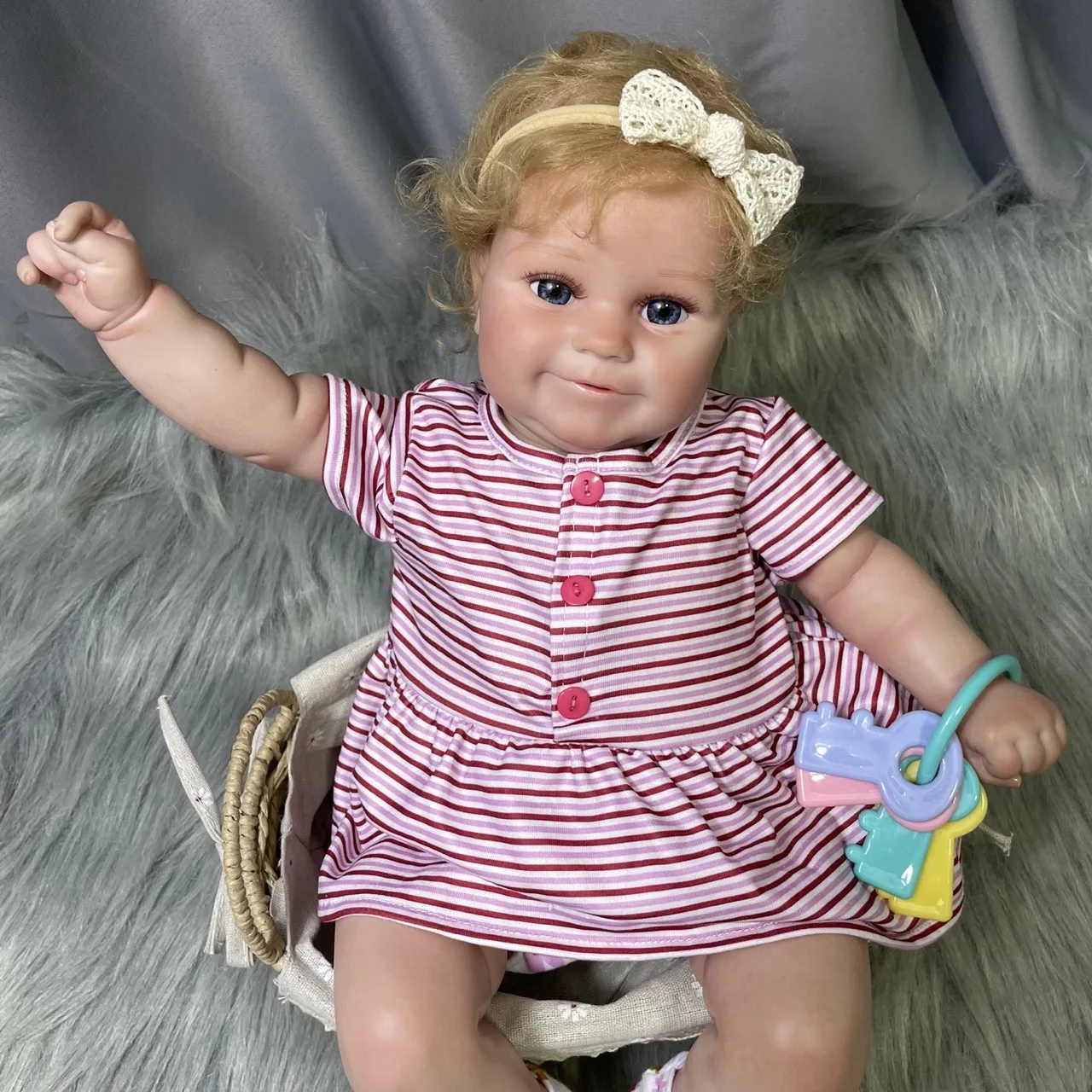 

50CM Cheap Reborn Baby Doll Maddie Soft Cloth Body Hand-Rooted Blond Hair DIY Toy Figure Gift For Girl