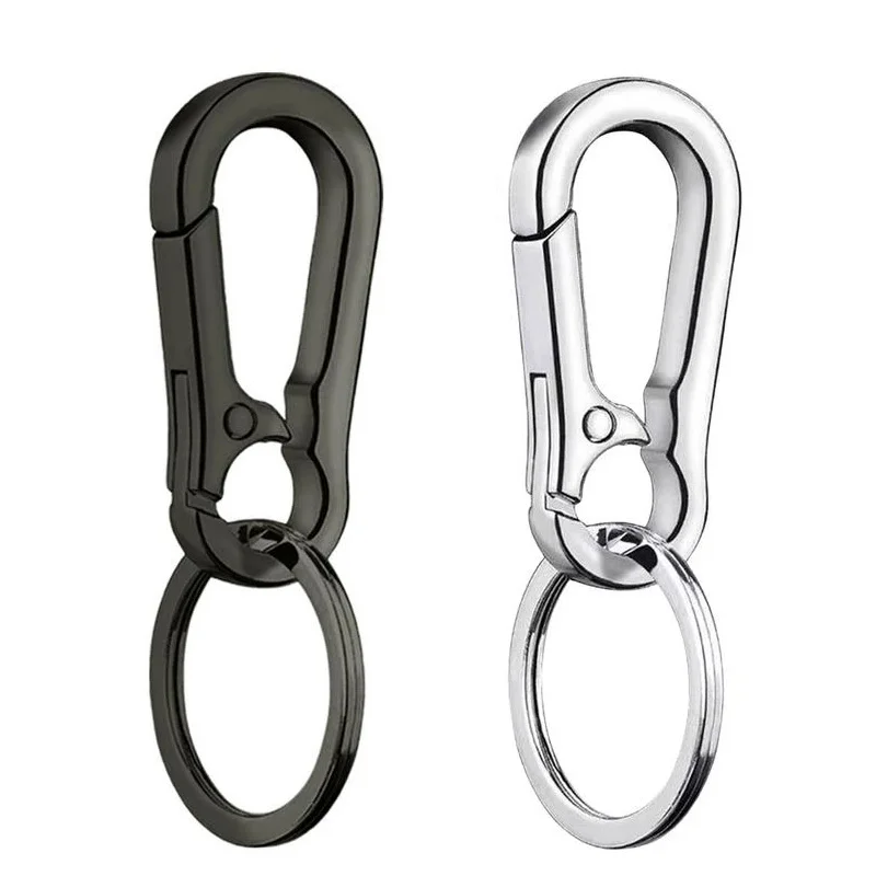 

2pcs Stainless Steel Keychain Buckle Anti-lost Waist Belt Clip Keyring Buckles Carabiner Keychains Outdoor Climbing Sports Tools