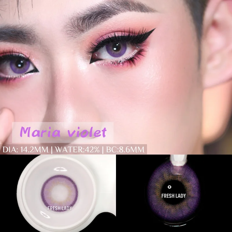 fresh lady official yearly colored contact lenses for eye 1pair wholesale popular colored natural color lens with container soft free global shipping