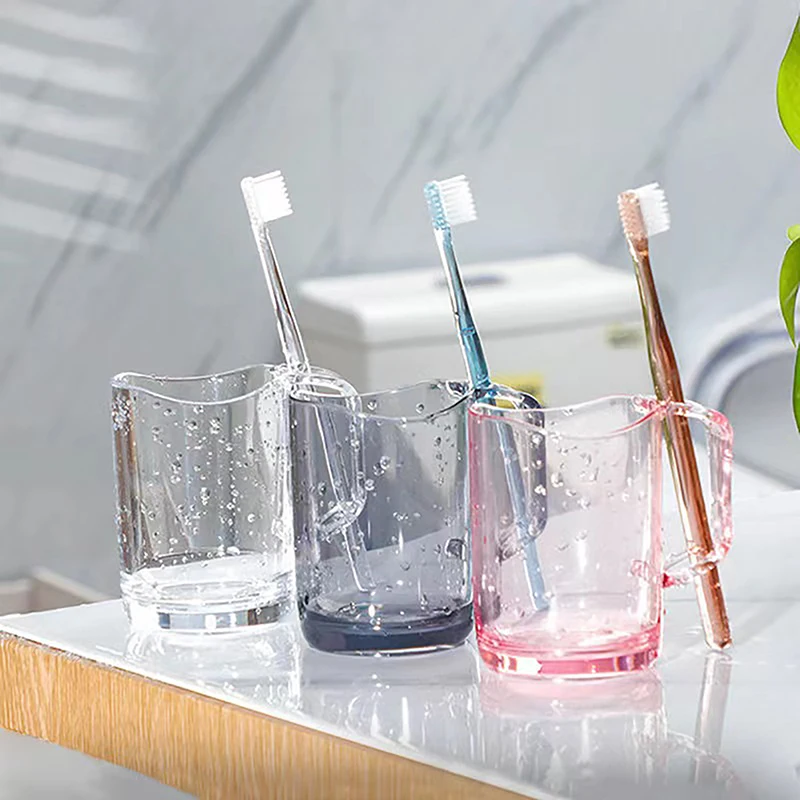 

Wash Cup Portable Plastic Toothbrush Cup Bathroom Plastic Transparent Mouthwash Cup Toothbrush Holder Bathroom Supplies