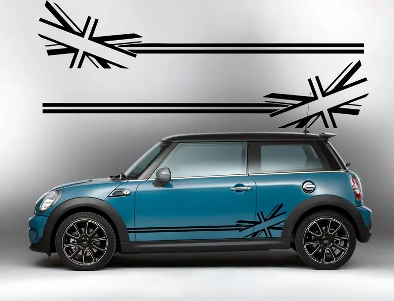 

Mini Cooper Union Jack 2 тонкие линии боковая полоса украшение пикап грузовик виниловая графическая Наклейка Декор наклейка автомобиль