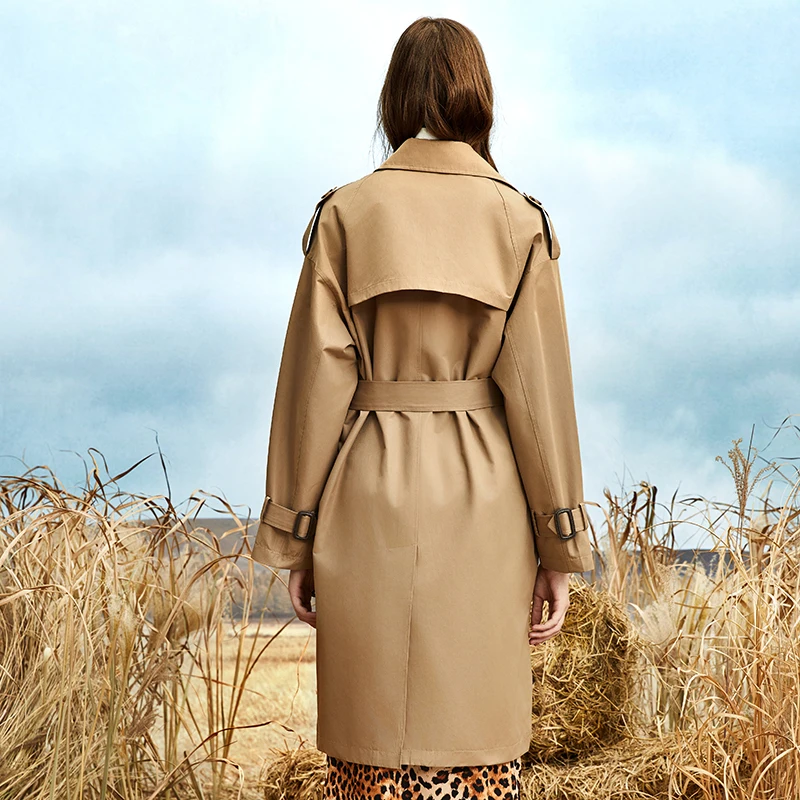 Женский Повседневный тренчкот JAZZEVAR свободный двубортный винтажный с эффектом