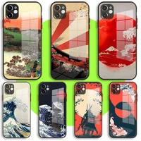 liquid tempered glass case for iphone 13 11 12 mini pro max xs xr x 7 8 6 plus se2 silicone cover japanese style art japan 1