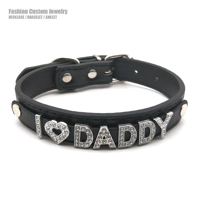 Goth Sexy Diamante Letters I love DADDY Collar Choker Necklace Punk Adult Sex BDSM Cosplay Personalized Custom Chocker Jewelry