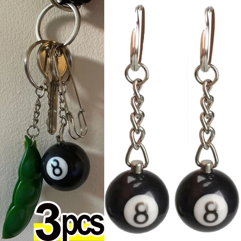 

Lucky Number 8 Billiard Keychain Mini Resin Black Table Ball Pendant Car Keyring Bar Decoration Men Game Souvenir Jewelry Gift