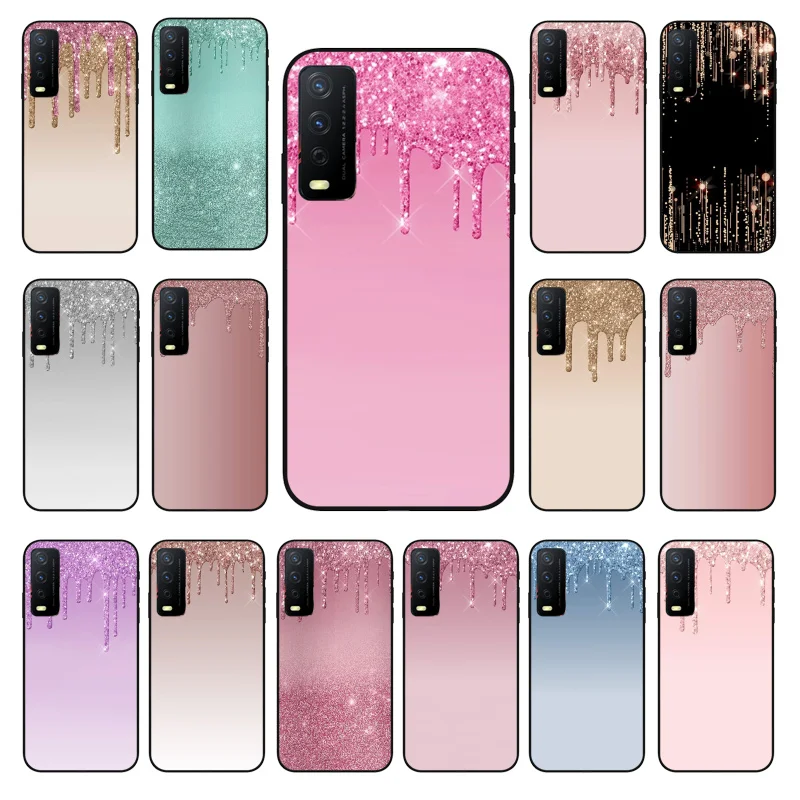 

Dripping Glitter Pink Blue Black Gray Phone Case for VIVO Y31 Y21 Y70 Y21S Y20 Y72 1907 Y12 Y11S Y53S Y33S Y55 Y76 Y51 Y15S Y01