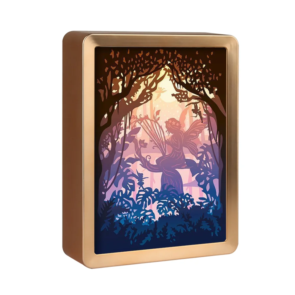 Fairy Lights Paper Cut Night Lamp For Children Elf Shadow Box Abs Frame Fancy Led Box Table Lamp Bedside Lights For Bedroom Gift