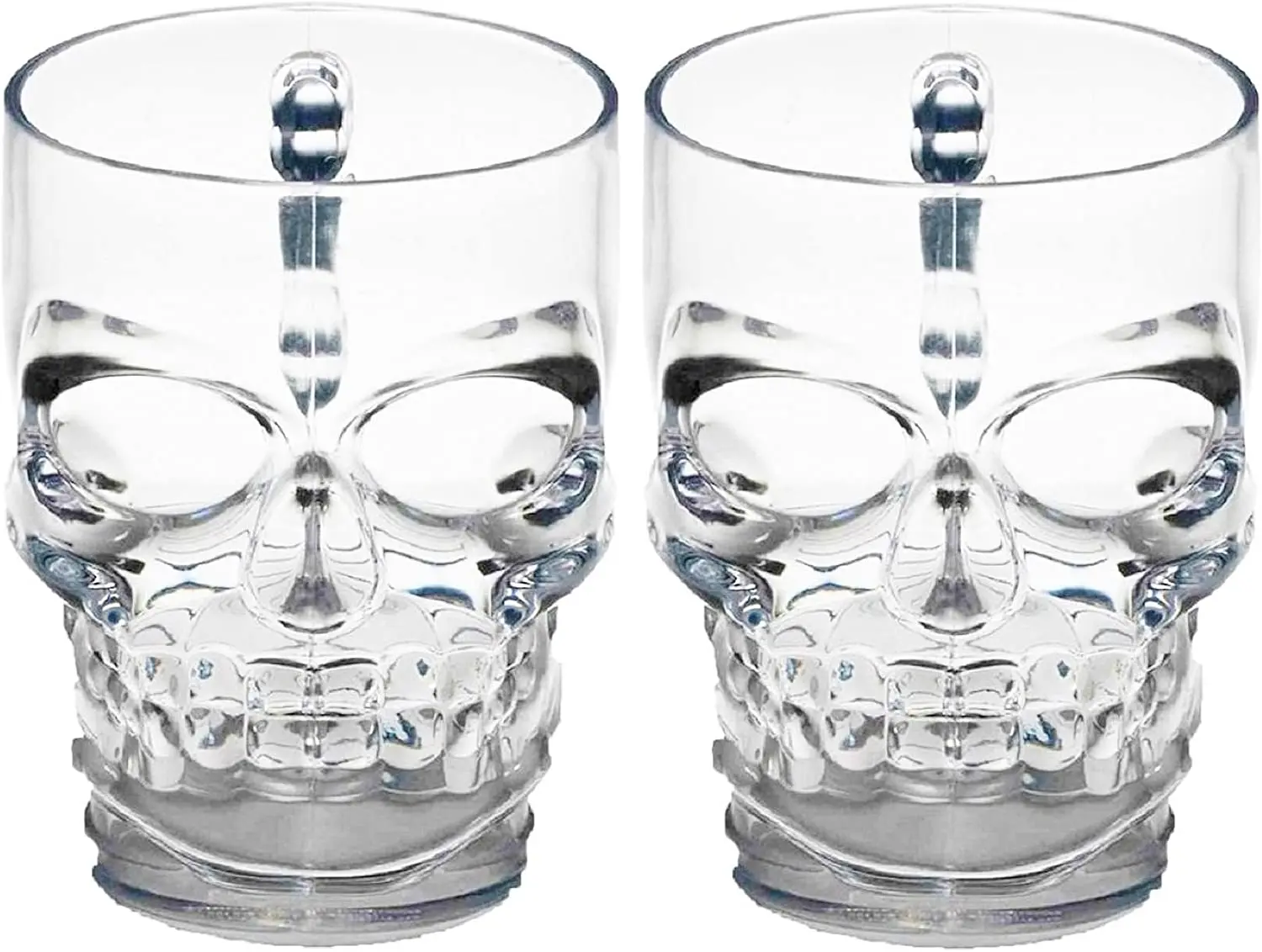 

Skull Face Beer Mug Drinking Glasses with Handle, Set of 2, Heavy Base Juice and Halloween Decorations Beverage Gifts