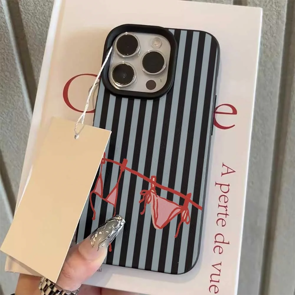 Фото Сине-белый полосатый чехол-бикини для iPhone 17 16 15 14 13 12 11 Pro Max 16 15 Plus XR, силиконовый матовый мягкий противоударный чехол №4