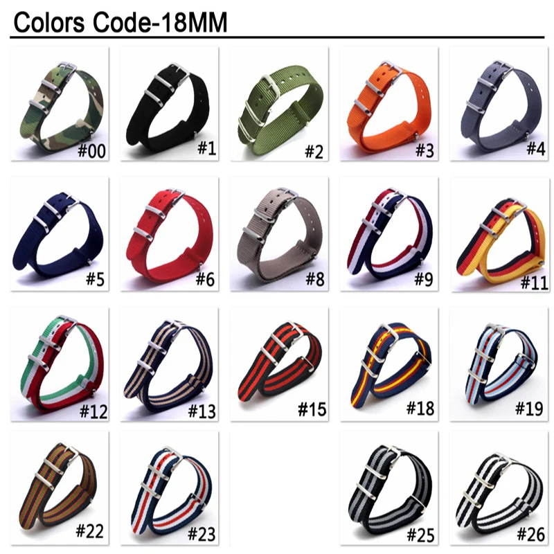 Classic  Strong bracelet Army Green Military fabric Nylon Watch watchbands Woven Straps Bands Buckle belt 16 18 20 22 24 mm