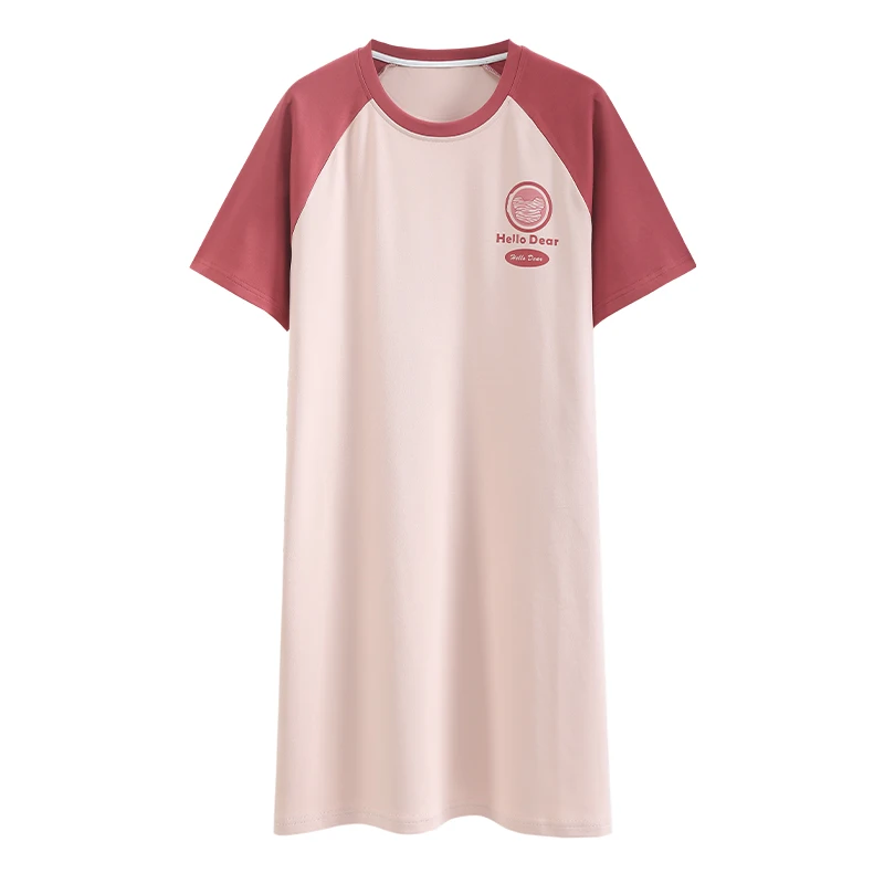 

Женская ночная рубашка Gaodinglan с коротким рукавом, свободная сорочка с милым принтом, тонкая сорочка из чистого хлопка, большие размеры, на ле...