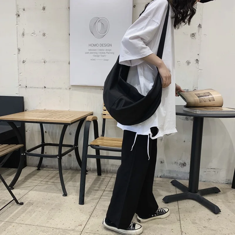 Outdoor Sports Solid Zipper Women's Nylon Hobo Casual Crossbody Shoulder Bags Large Female Tote Purse Casual Travel Shopping Bag