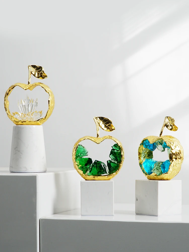 

Modern Light Luxury Fruit Apple Geometric Ornaments High-Grade Model Room TV Cabinet Gift Small Ornament