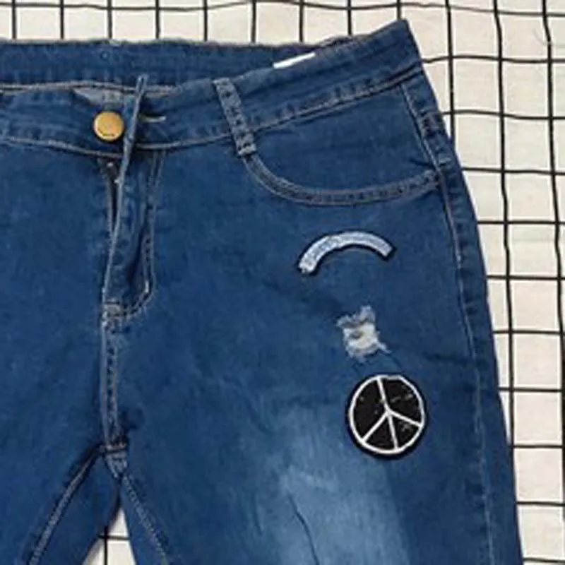 Новые мужские джинсы с принтом и дырками облегающие эластичные повседневные