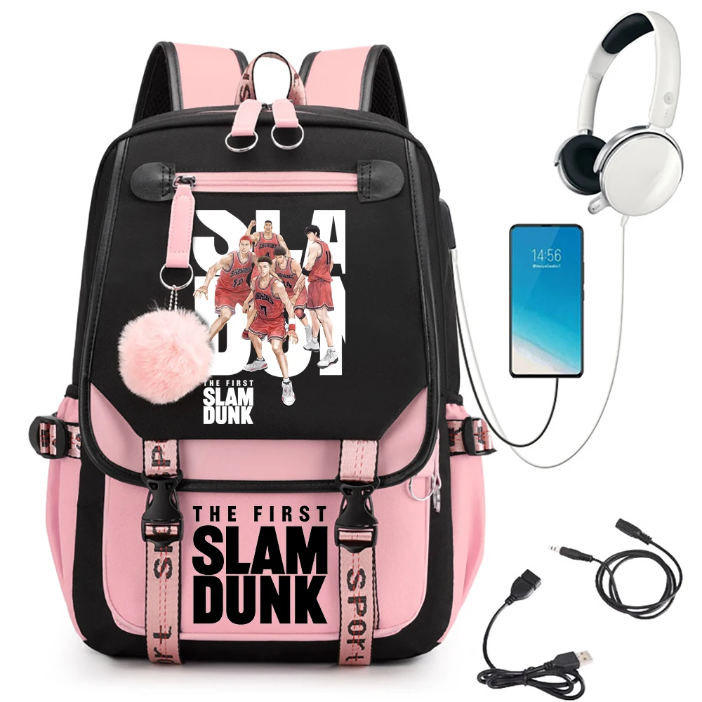 

Anime Mochila The First Slam Dunk Girls School Bag Usb Knapsack Bags Schoolbag Slam Dunk Sakuragi Hanamichi Backpack Mochilas