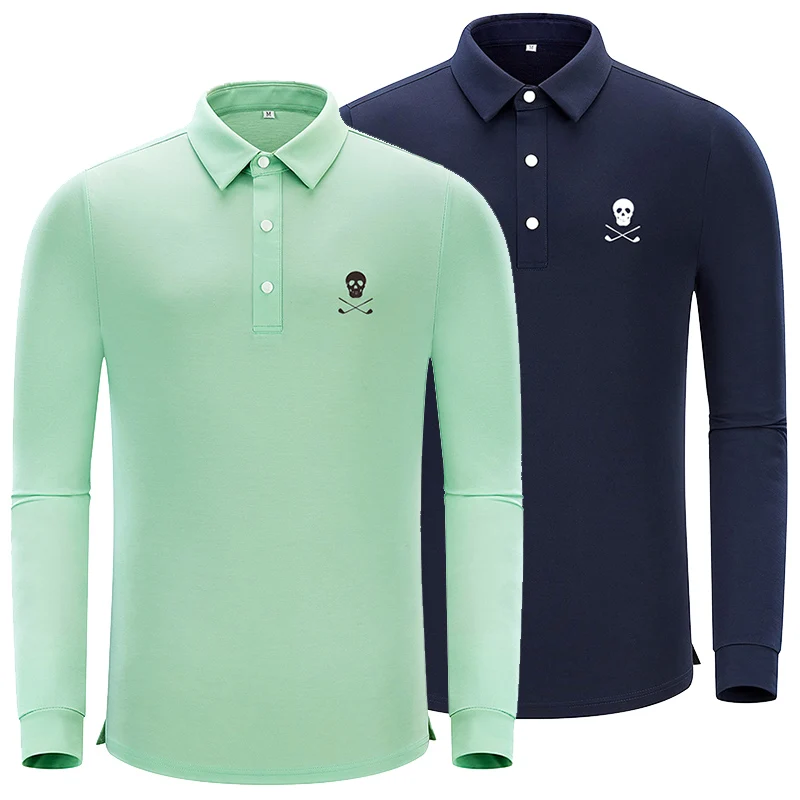

Golf long-sleeved top men's autumn breathable row Han sports casual ball clothes polo shirt men's T-shirt white