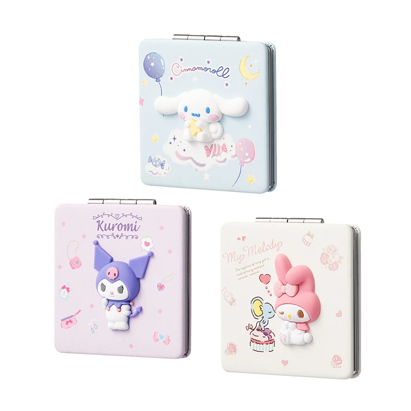 

Новинка Kawaii My Melody Cinnamoroll Kuromi двухстороннее складное портативное стерео зеркало аниме Sanrioed Girl Heart симпатичное зеркало для макияжа