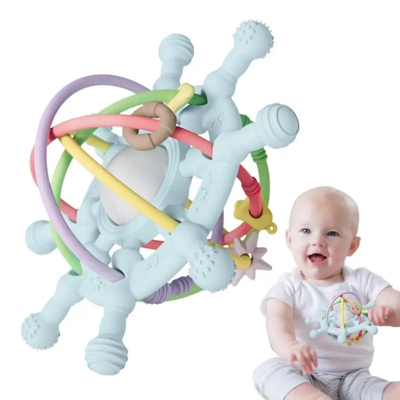 

Sensory Teething Rattle Kid Manhattan Ball Even Contact And Massages Gums Rattle Teether Ball Safe Easy To Hold For Infants And