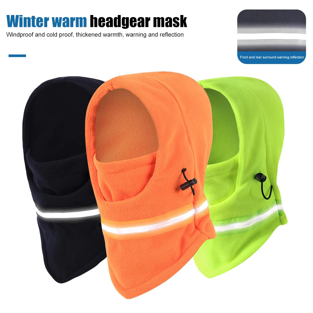 

Fashion Winter Thermal Neck Face Warmer Hat with Reflective Strip Hooded Neck Warmer Scarves for Bike Motorcycle Hiking Headwear