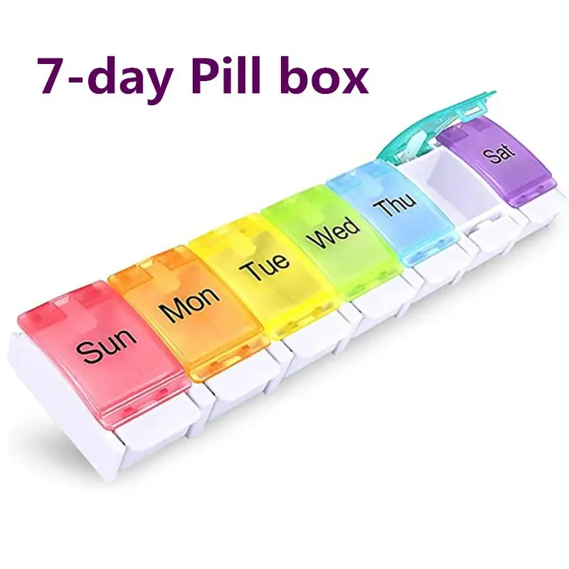 

Travel 7 Day Pill Box Case with Spring Open Design Large Compartment to Hold Vitamins Cod Liver Oil Supplements and Medication