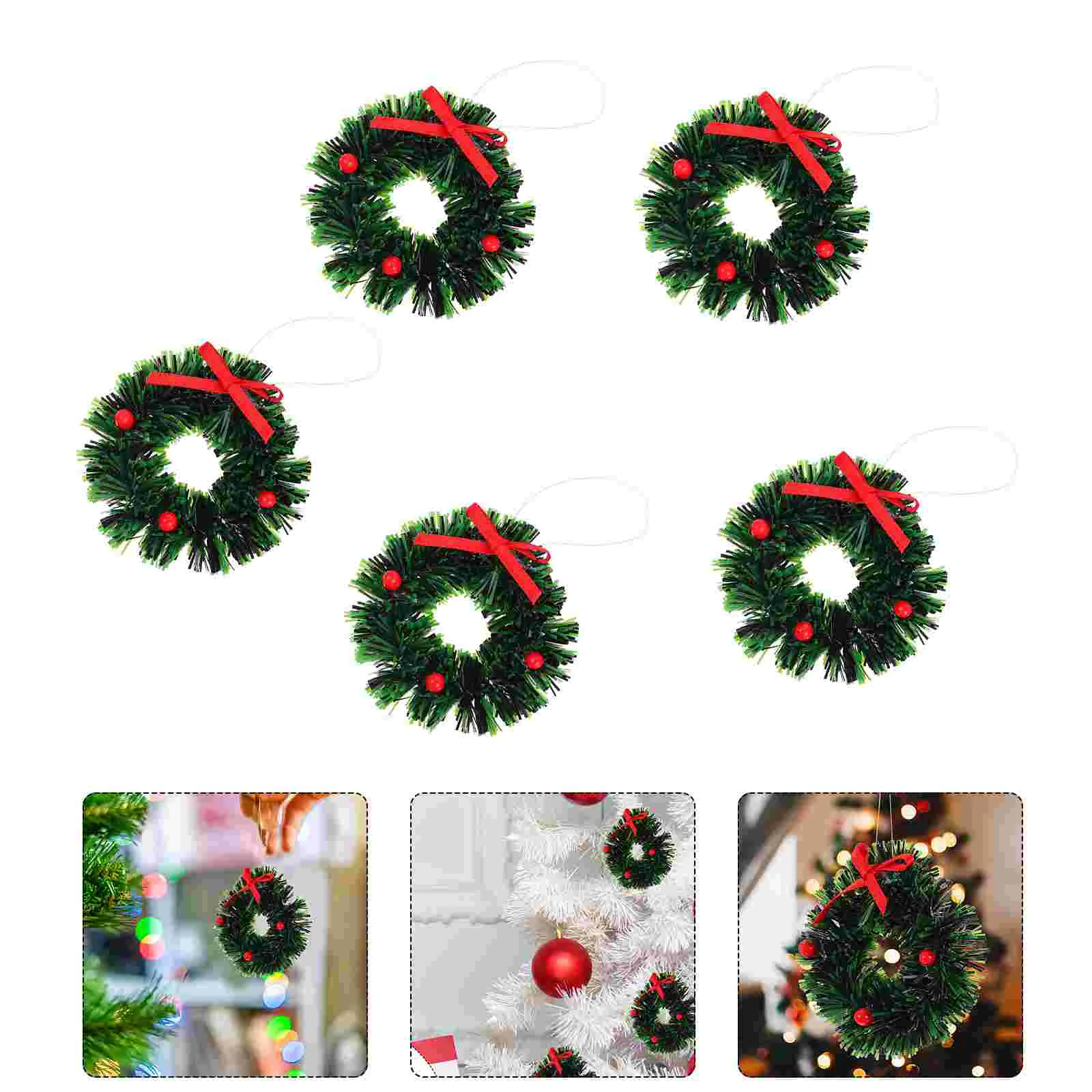 

Christmas Wreath Holiday Cake Decoration Small Wreaths Tree Hanging Ornament Wall Party Miniature Topper Door Santa Claus