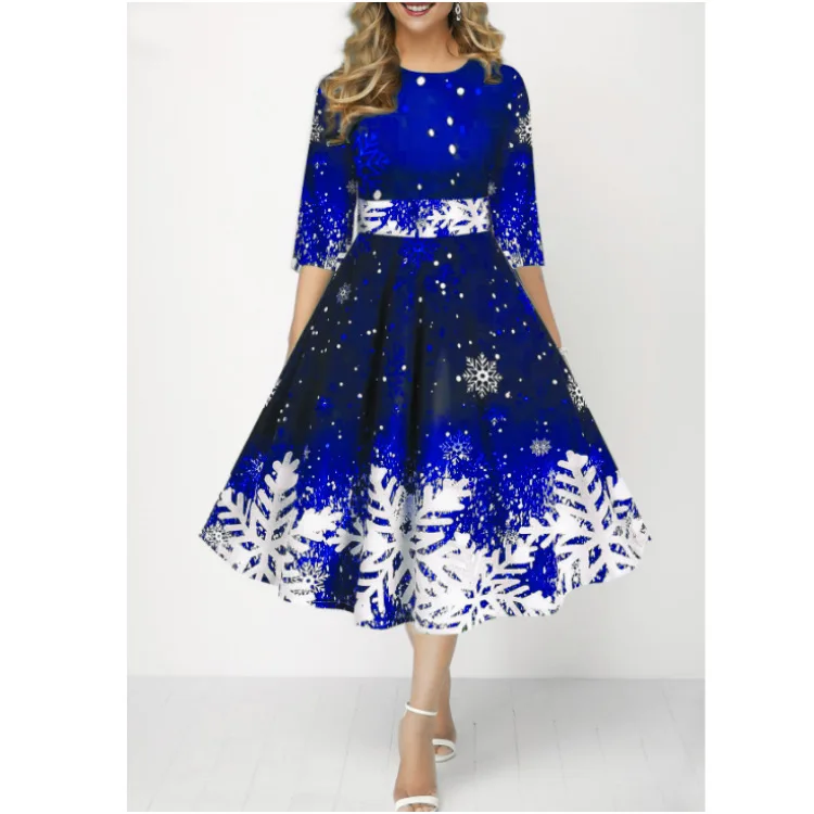 

Christmas Printing African Dresses for Women 2022 Autumn Winter Clothes Long Dress Party Black Elegant Robe Longue Femme