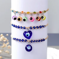 fashion heart blue evil eye bracelet for women men lucky colored beads hand string handmade wove party jewelry gift dropshipping